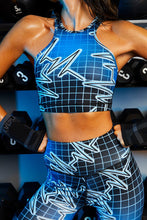 Load image into Gallery viewer, Heartbeat Print Racer Neck Sports Bra