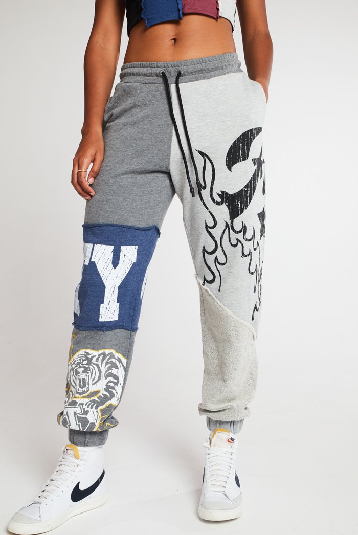 Varsity Print Patchwork Joggers – taijewelry523.com