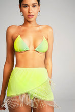 Load image into Gallery viewer, Neon Lime Mesh Sarong With Diamante Trim Detail
